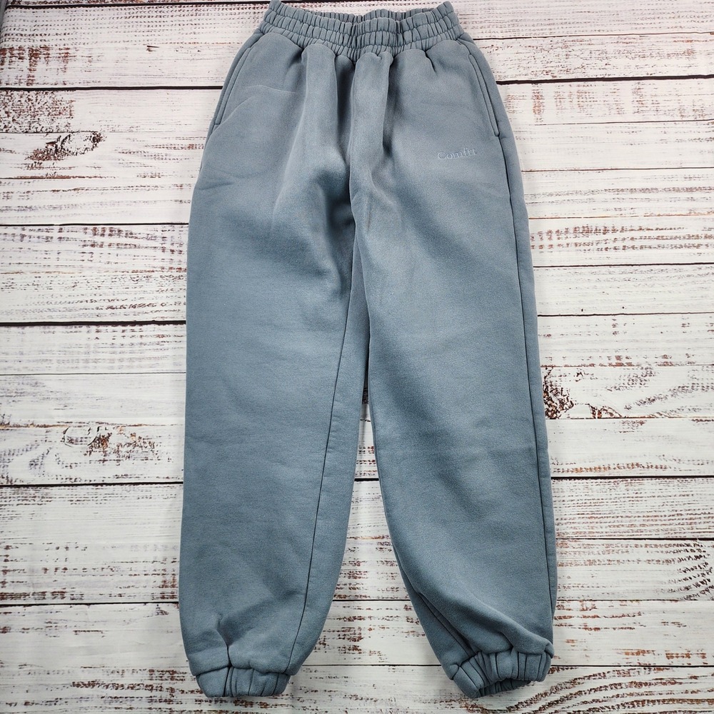 Comfrt Signature Sweatpants Unisex Small Gray Blue Oversized Fleece Joggers